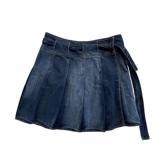 Burberry Dresses & Skirts - Burberry Y2K Blue Denim Pleated Wrap Mini Skirt 12  Streetwear